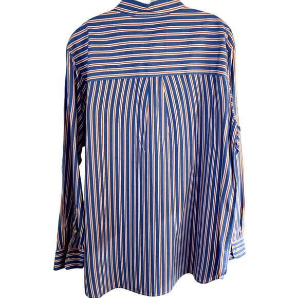 Chaps men's shirt Large L button down causal long sleeves blue stripe - Picture 7 of 8